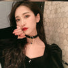 Punk Wide Black Choker For Women Round Small Pendant Clavicle Chain Hip-Hop Simple Design Necklace Gothic Jewelry Gifts