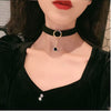 Punk Wide Black Choker For Women Round Small Pendant Clavicle Chain Hip-Hop Simple Design Necklace Gothic Jewelry Gifts