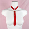 Punk Women Red PU Leather Necktie Gothic Bow Tie Vintage Necklaces Trendy Collar Choker Cool Girl Accessories Jewelry