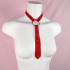 Punk Women Red PU Leather Necktie Gothic Bow Tie Vintage Necklaces Trendy Collar Choker Cool Girl Accessories Jewelry