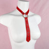 Punk Women Red PU Leather Necktie Gothic Bow Tie Vintage Necklaces Trendy Collar Choker Cool Girl Accessories Jewelry