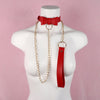 Punk Women Red PU Leather Necktie Gothic Bow Tie Vintage Necklaces Trendy Collar Choker Cool Girl Accessories Jewelry