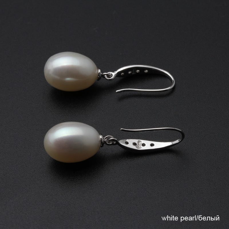 Fashion Real gr pearl drop earrings for women bridal wedding gift 925 sterling silver pearl jewelry earrings
