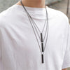 Rectangle Pendant Men Necklace Classic Stainless Steel Cuban Chain Necklace For Men Jewelry Gift