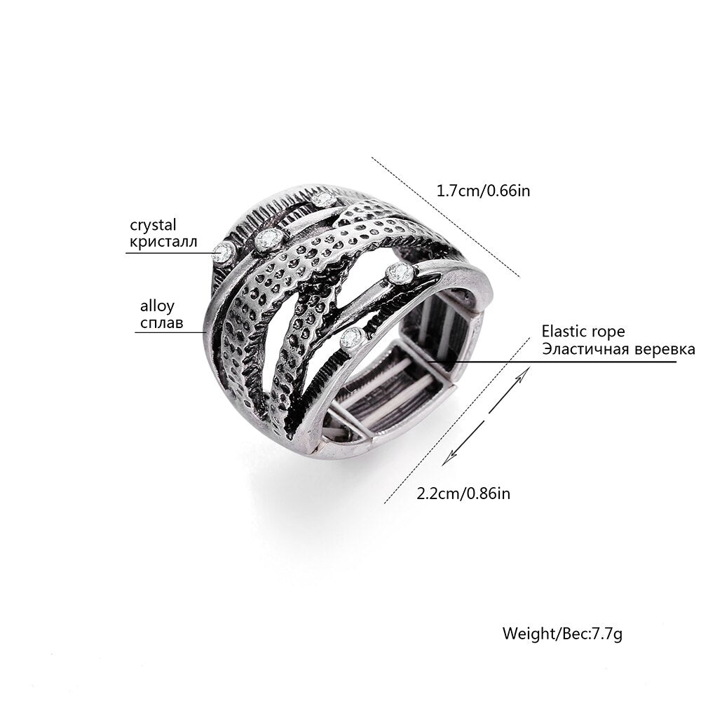 Retro Exaggerated Spirit Rings for Women Men Personality Punk Wind Nightclub Adjustable Size Ring Jewelry Gift
