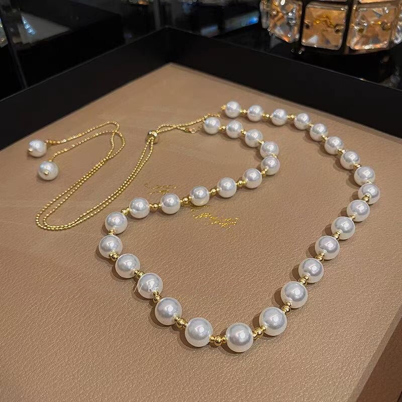 Retro Imitation Pearl Necklaces For Women French Romantic Style Clavicle Chain Trend Long Personality Prom Accessories