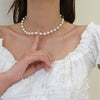 Retro Imitation Pearl Necklaces For Women French Romantic Style Clavicle Chain Trend Long Personality Prom Accessories