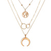 Retro Moon World Map Circle Pendant Multilayer Gold Colodr Necklace Party Charm Jewelry Accessories For Women