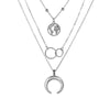 Retro Moon World Map Circle Pendant Multilayer Gold Colodr Necklace Party Charm Jewelry Accessories For Women