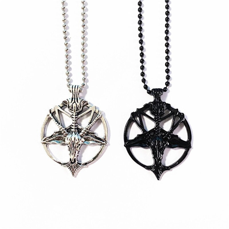 Retro Pentagram Pan God Skull Goat Head Pendant Necklace Gothic Witchcraft Jewelry Men's and Women's Gifts