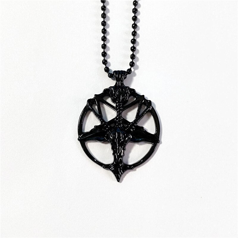 Retro Pentagram Pan God Skull Goat Head Pendant Necklace Gothic Witchcraft Jewelry Men&#39;s and Women&#39;s Gifts