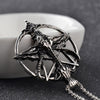 Retro Pentagram Pan God Skull Goat Head Pendant Necklace Luck Satanism Occult Metal Vintage Silver Plated Star Necklace