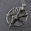 Retro Pentagram Pan God Skull Goat Head Pendant Necklace Luck Satanism Occult Metal Vintage Silver Plated Star Necklace