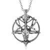 Retro Pentagram Pan God Skull Goat Head Pendant Necklace Luck Satanism Occult Metal Vintage Silver Plated Star Necklace