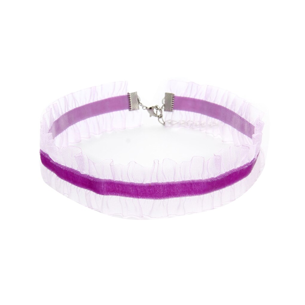 Ribbon Lace Choker Women Cloth Necklace Girl Vintage Alloy Clavicle Chain Bride Wedding Jewelry