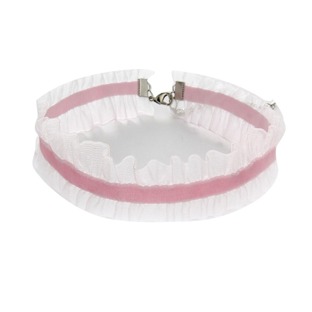 Ribbon Lace Choker Women Cloth Necklace Girl Vintage Alloy Clavicle Chain Bride Wedding Jewelry