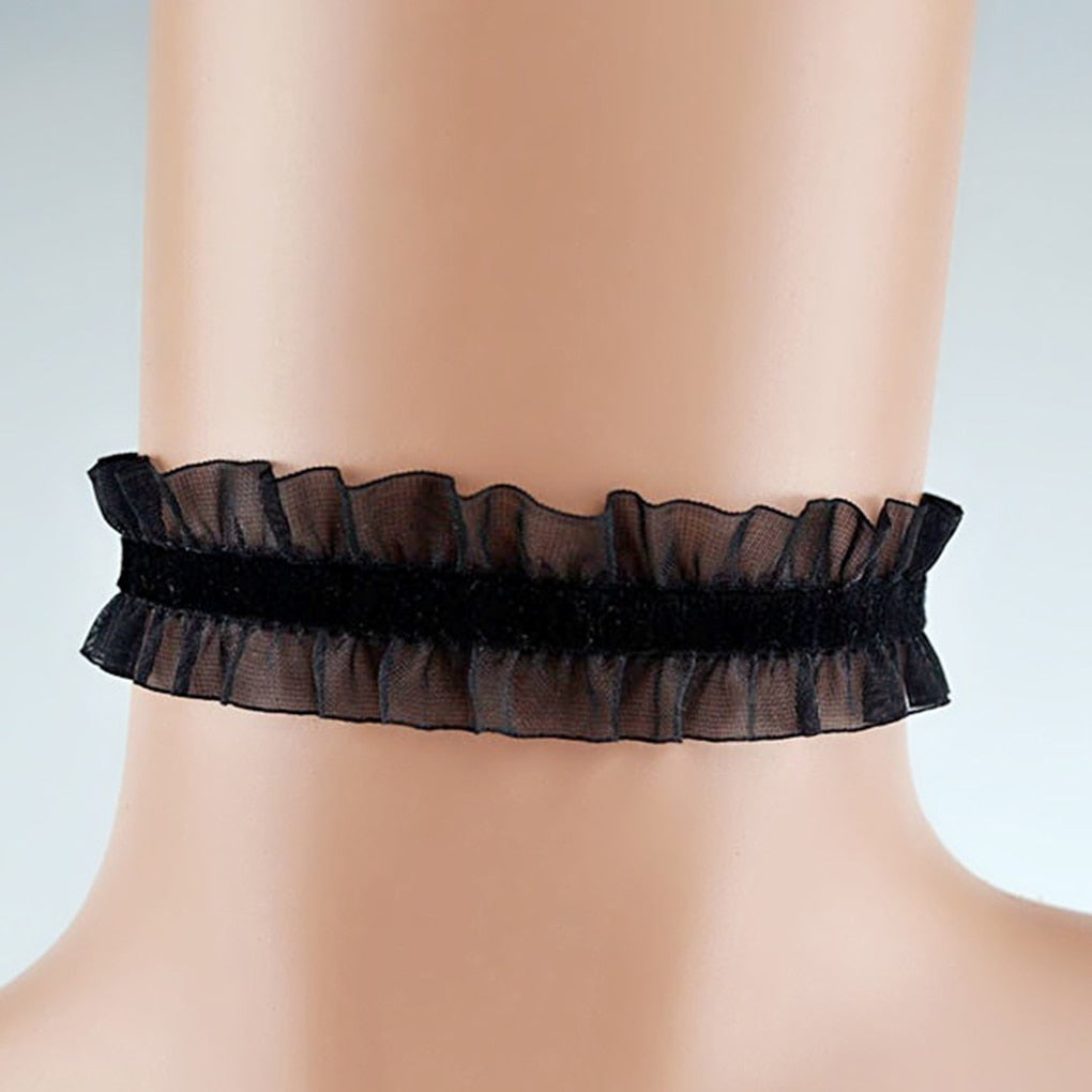 Ribbon Lace Choker Women Cloth Necklace Girl Vintage Alloy Clavicle Chain Bride Wedding Jewelry