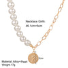 Roman Golden Coin Pendant Pearl Necklaces For Women Bohemian Big Chain Choker Necklace Collar Statement Jewelry
