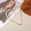 Roman Golden Coin Pendant Pearl Necklaces For Women Bohemian Big Chain Choker Necklace Collar Statement Jewelry