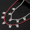 Romantic 2021 Multilayer Butterfly Pendant Necklace for Women  Crystal Rhinestone Chain Necklace HIP HOP Jewelry