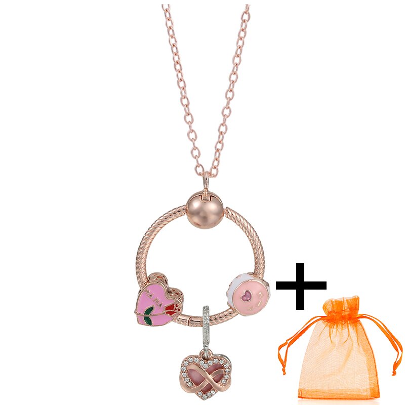 Rose Gold Unicorn Air Balloon Charms Pendant Necklace For Women Gift  Long Chain Jewelry