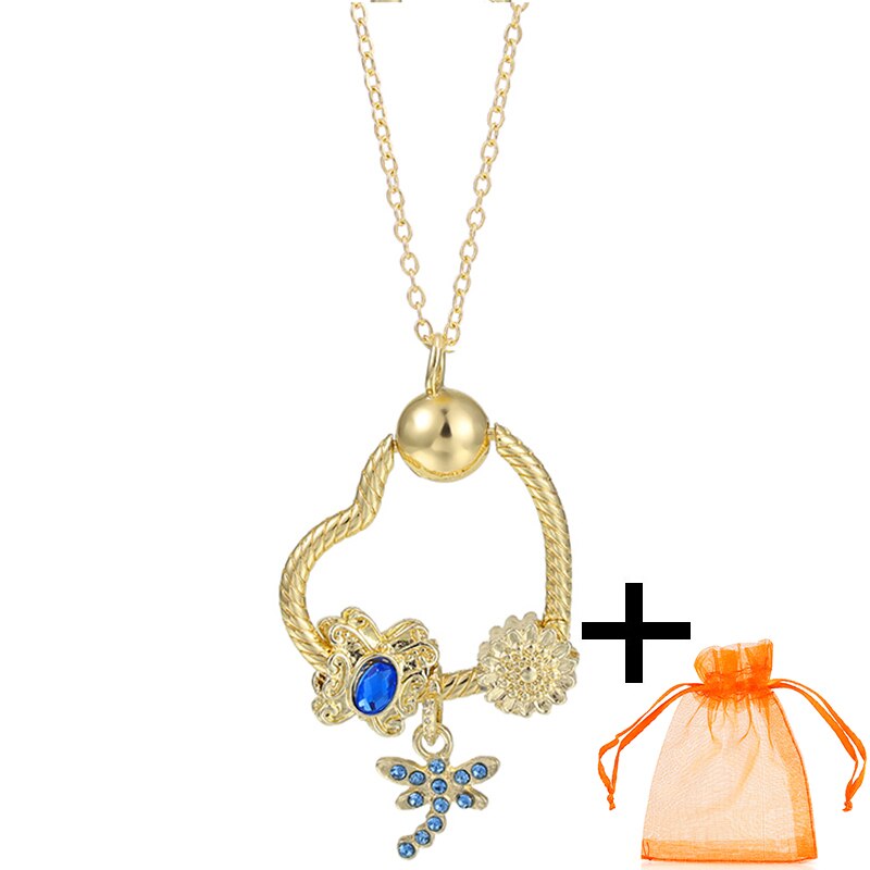 Rose Gold Unicorn Air Balloon Charms Pendant Necklace For Women Gift  Long Chain Jewelry