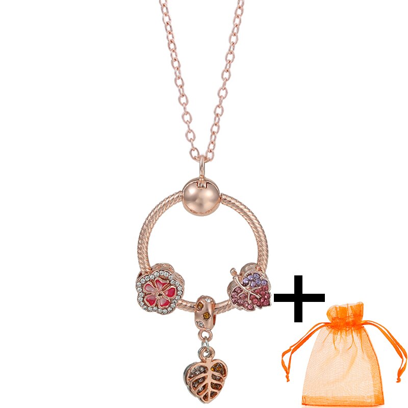 Rose Gold Unicorn Air Balloon Charms Pendant Necklace For Women Gift  Long Chain Jewelry