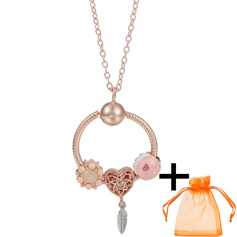 Rose Gold Unicorn Air Balloon Charms Pendant Necklace For Women Gift  Long Chain Jewelry