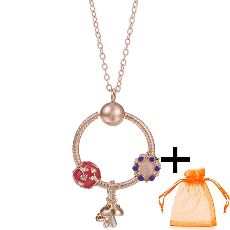 Rose Gold Unicorn Air Balloon Charms Pendant Necklace For Women Gift  Long Chain Jewelry