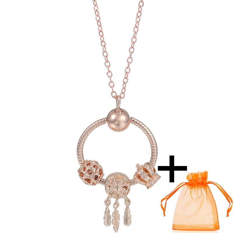 Rose Gold Unicorn Air Balloon Charms Pendant Necklace For Women Gift  Long Chain Jewelry