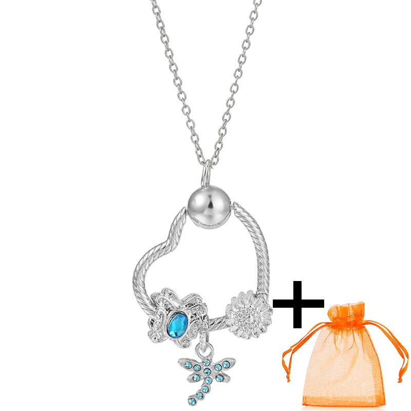 Rose Gold Unicorn Air Balloon Charms Pendant Necklace For Women Gift  Long Chain Jewelry