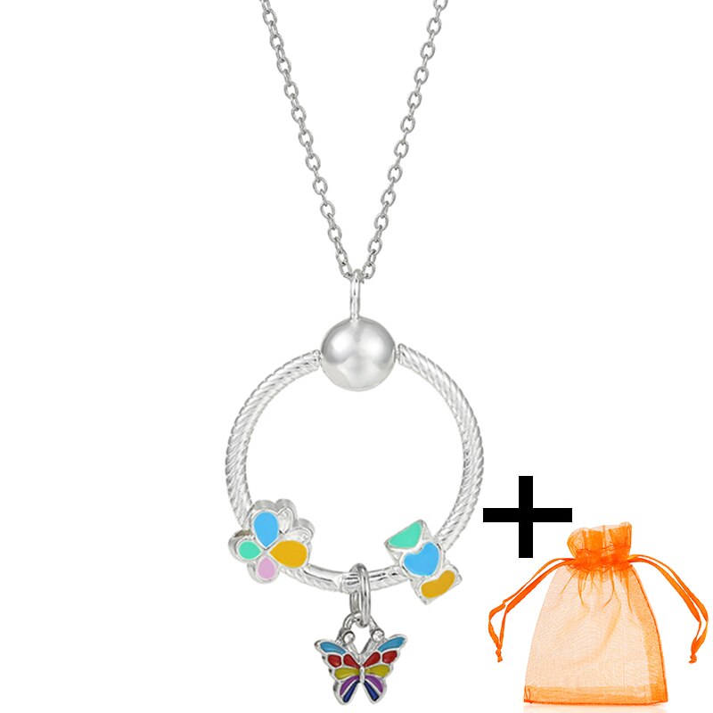 Rose Gold Unicorn Air Balloon Charms Pendant Necklace For Women Gift  Long Chain Jewelry