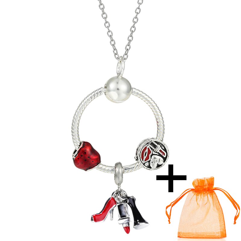 Rose Gold Unicorn Air Balloon Charms Pendant Necklace For Women Gift  Long Chain Jewelry