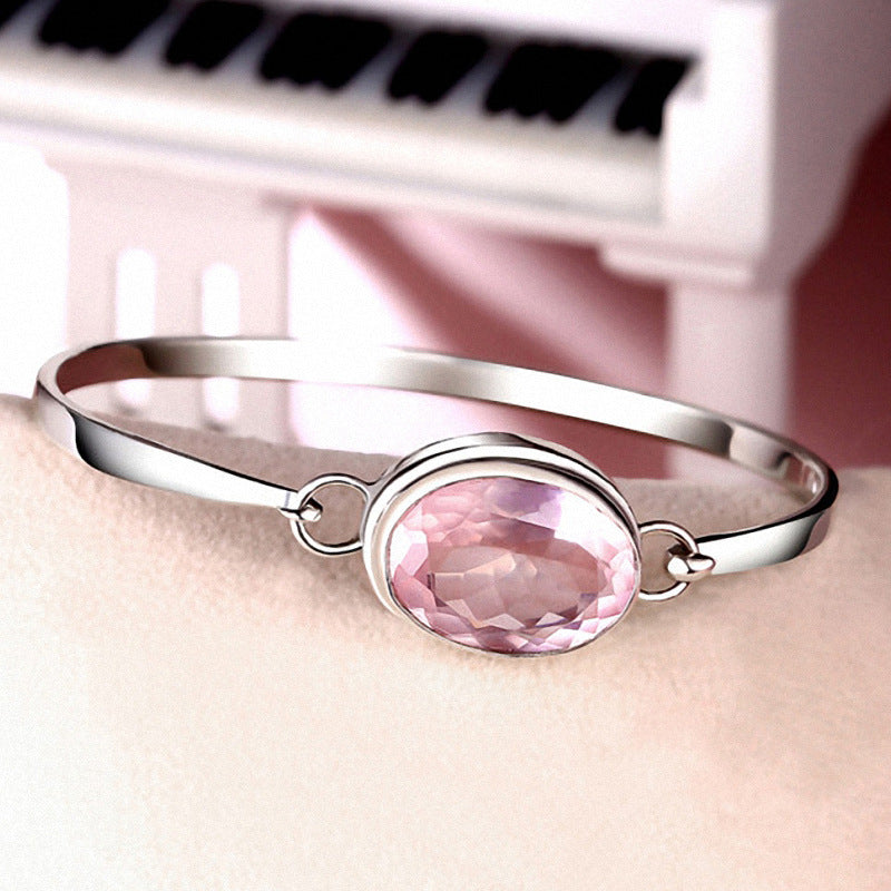 Fashion Rose Quartz Bracelet For Women 925 Pur Silver Charm Bracelet 925 Silver Elegant Natural Gemstone Bracelet&Bangle Jewelry