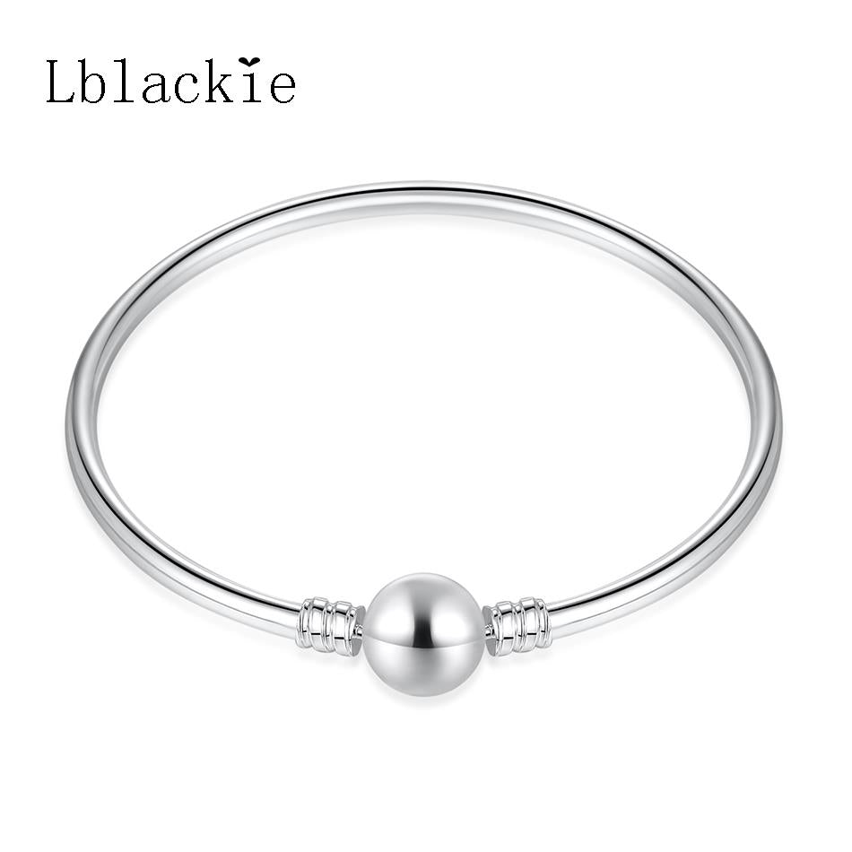 Fashion Round Clasp Bracelets for Women Basic Chain for Beads Charms Pendant Silver Plated fit Pandora Bracelets & Bangles