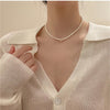 Round Geometric Pendant Pearl Necklace for Women Vintage Sweater Chain Party Jewelry Gift