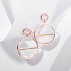 Round Shell Earrings for Woman Simple Geometric Circle Drop Earrings Gold Color Statement Earring Daily Gift Jewelry