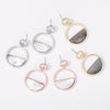 Round Shell Earrings for Woman Simple Geometric Circle Drop Earrings Gold Color Statement Earring Daily Gift Jewelry