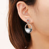 Round Shell Earrings for Woman Simple Geometric Circle Drop Earrings Gold Color Statement Earring Daily Gift Jewelry