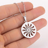 Round Windmill Necklace Geometrical Clavicle Chain Necklaces Stainless Steel Jewelry Women Girl Simplify Wedding Gift