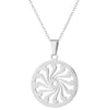Round Windmill Necklace Geometrical Clavicle Chain Necklaces Stainless Steel Jewelry Women Girl Simplify Wedding Gift