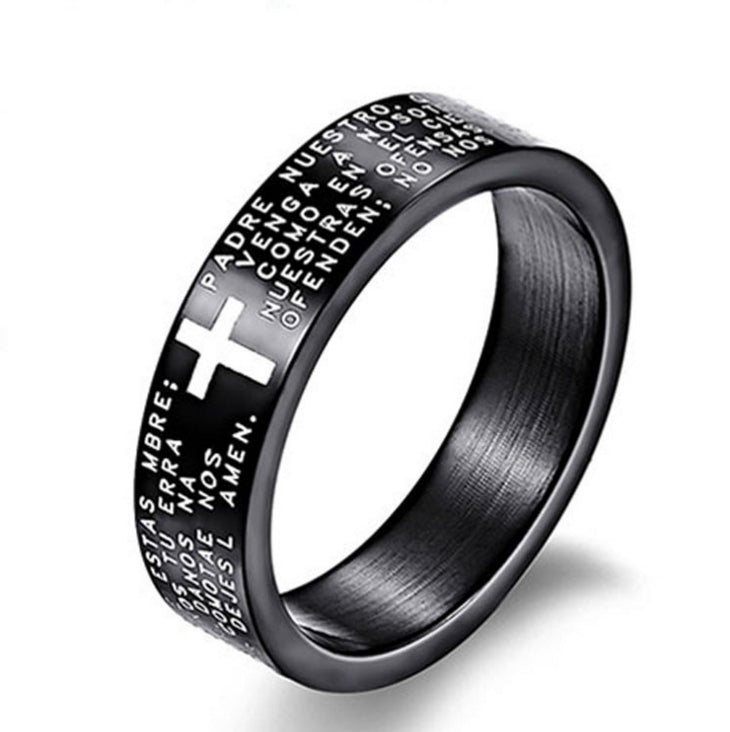 Fashion Scripture Cross Bible Text Jesus Tattoo Men Ring Rings For Women Titanium Steel Jewelry Gift