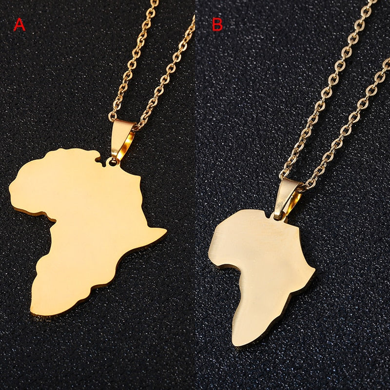 Selling African Map Pendant Necklaces Men& Women Stainless Steel Gold Color Africa Map Jewelry Gift