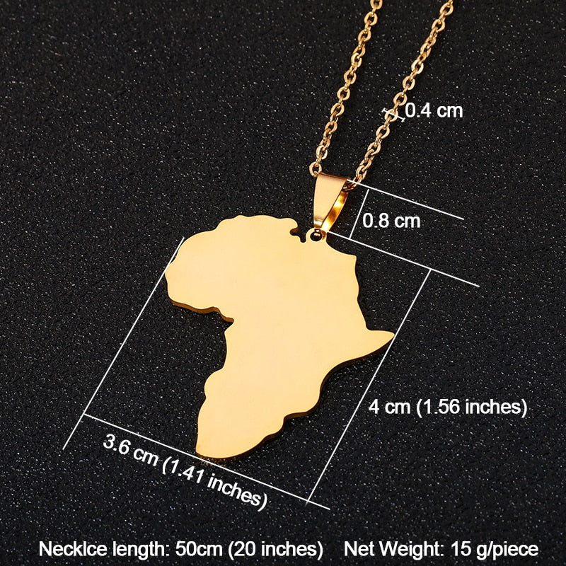 Selling African Map Pendant Necklaces Men& Women Stainless Steel Gold Color Africa Map Jewelry Gift