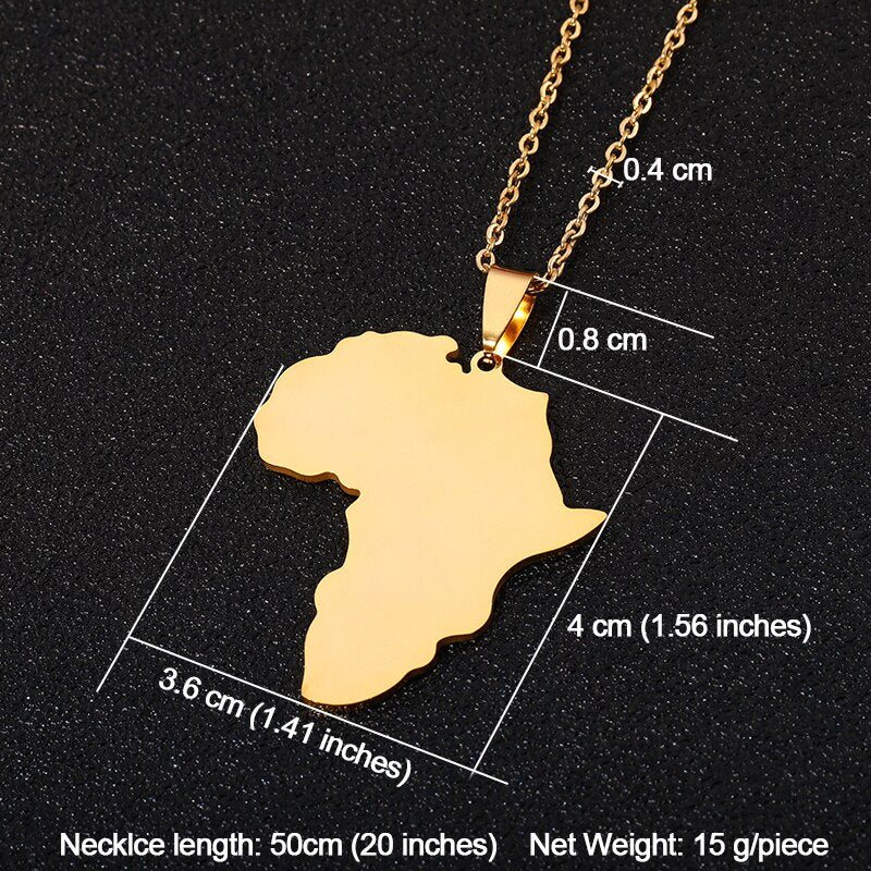 Selling African Map Pendant Necklaces Men& Women Stainless Steel Gold Color Africa Map Jewelry Gift