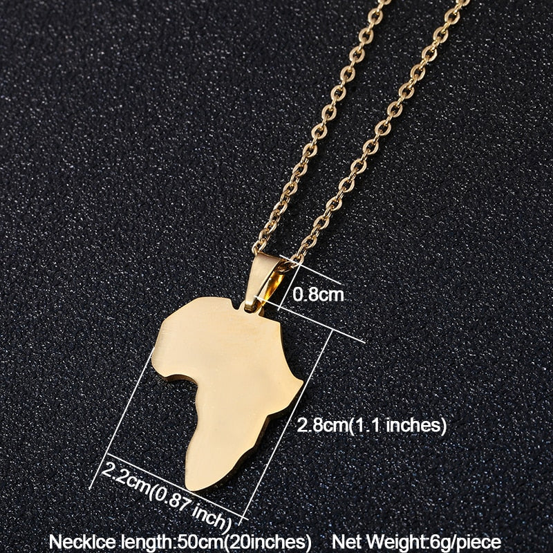 Selling African Map Pendant Necklaces Men& Women Stainless Steel Gold Color Africa Map Jewelry Gift