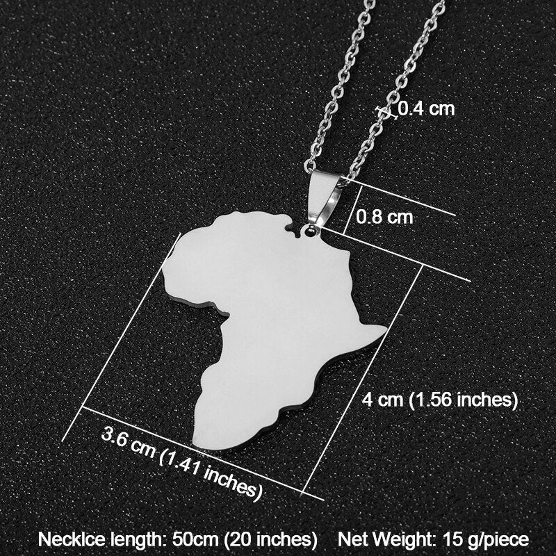 Selling African Map Pendant Necklaces Men& Women Stainless Steel Gold Color Africa Map Jewelry Gift