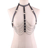 Sexy Harajuku Handmade Holographic Choker Harness Punk Collar Belt Necklace Bra Spikes Metal Chain Chest Belt Club Party