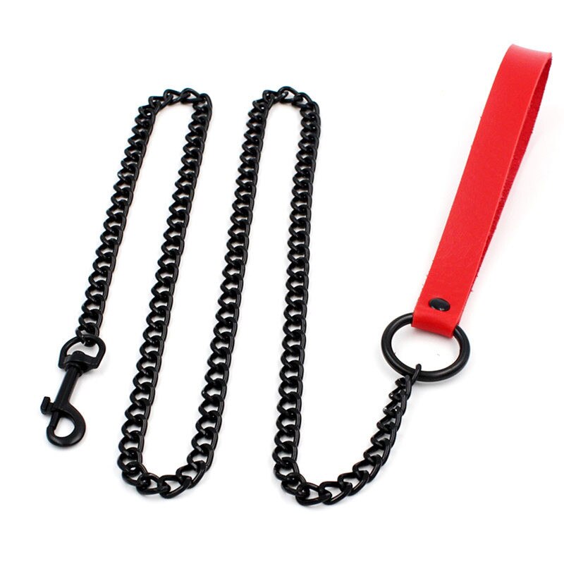 Sexy Red Chokers Necklace Round Cuban Link Chain Pu Leather Punk Goth Male Colar Jewelry Pendant Necklace Chains Jewelry