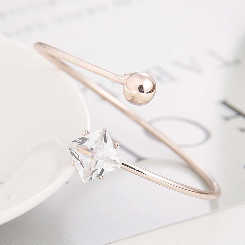 Fashion Shining Square CZ bangle Open Bracelet Hand Cuff Bangle Women Circle Jewellery Charm Bracelet Gold/Silver Bangle 2020
